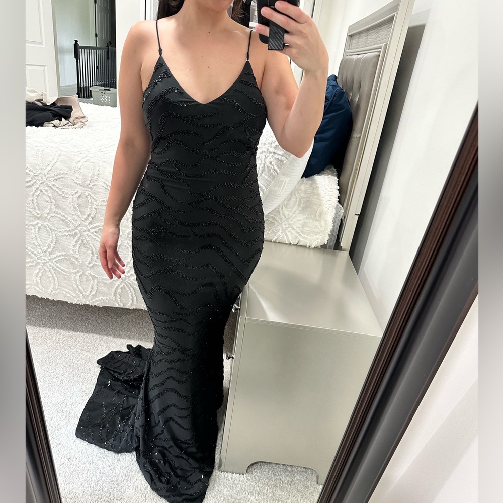 Oh Polly black embellsihed dress